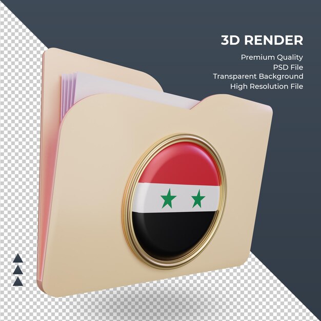 PSD 3d-ordner syrien flagge rendering linke ansicht