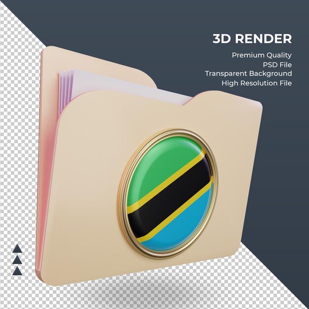 3d-ordner tansania flagge rendering linke ansicht