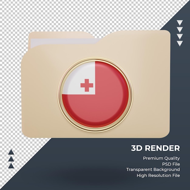 PSD 3d-ordner tonga flagge rendering vorderansicht