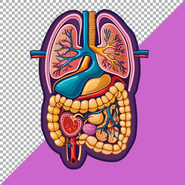 PSD 3d órgãos humanos definem estilo de adesivo sobre fundo transparente ai gerado