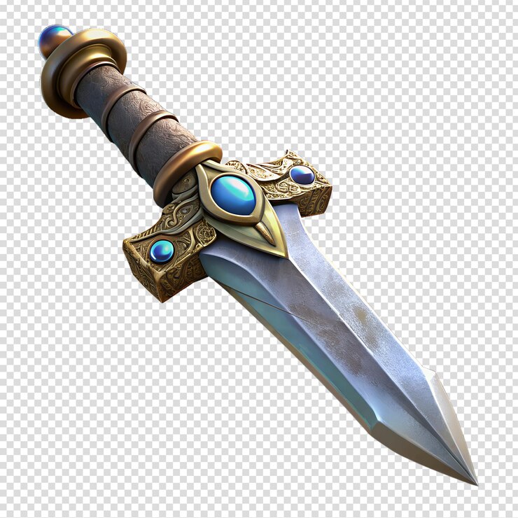 PSD 3d ornamentado piedra preciosa daga aislado fantasía cristal arma de lujo joyería cuchillo juego activo