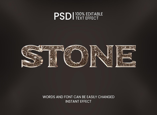 3d oro brillante lujoso diamante piedra editable efecto de texto PSD