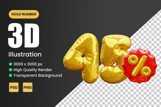 3d oro número 45 por ciento de descuento