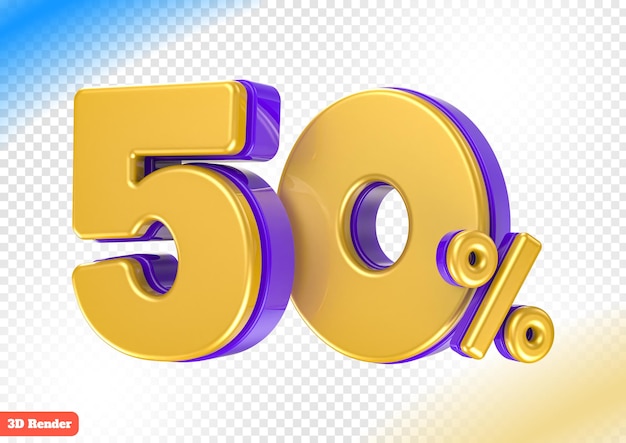 3d oro número 50 por ciento de descuento en la representación