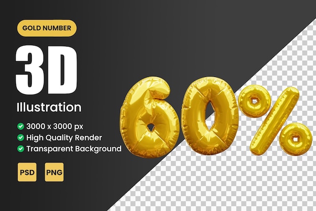 3d oro número 60 por ciento de descuento