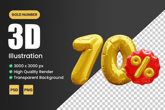 3d oro número 70 por ciento de descuento