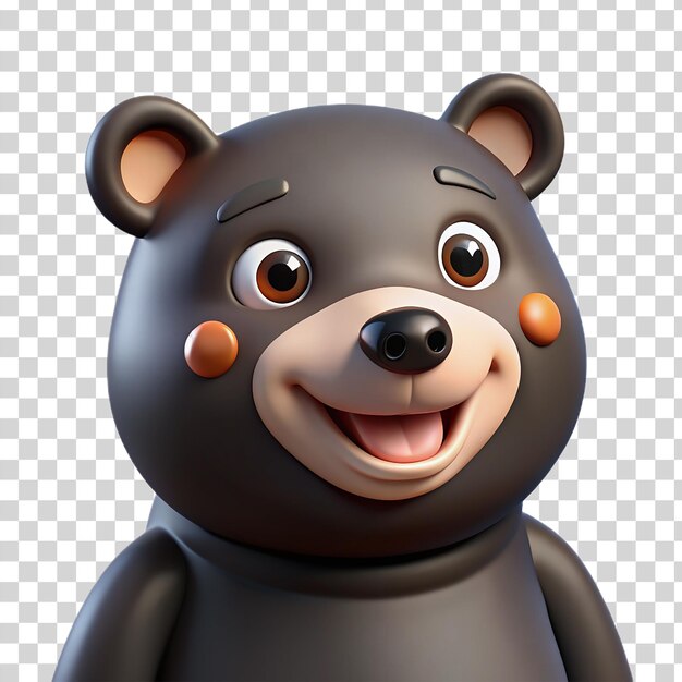 PSD 3d oso negro feliz aislado sobre un fondo transparente