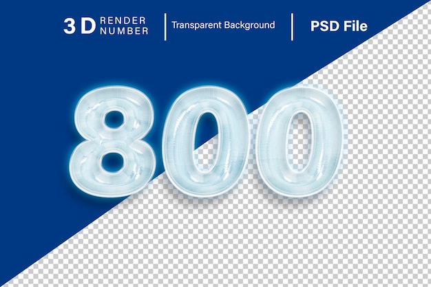 3d Ottocento Numero 800 colore della neve isolato su uno sfondo trasparente
