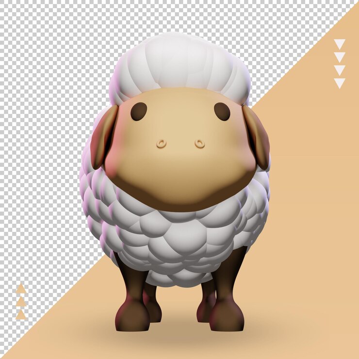 PSD 3d ovelha ícone de páscoa renderização vista frontal