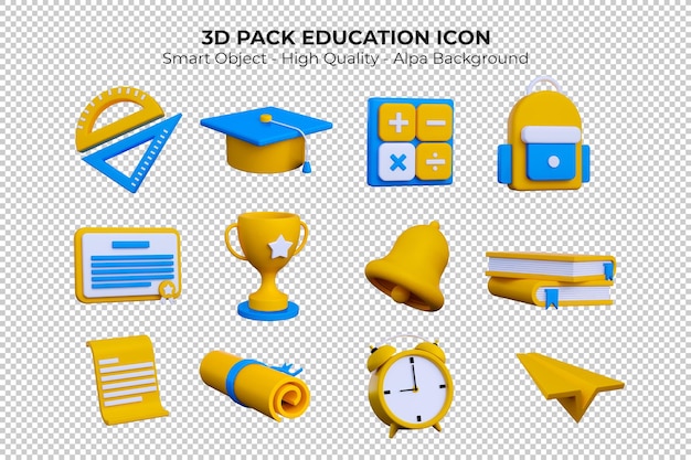 PSD 3d-pack-bildungssymbol isoliert