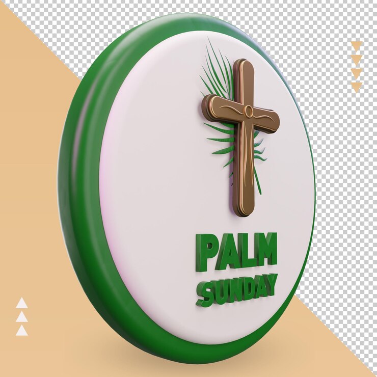PSD 3d palm synday icono de pascua renderizado vista izquierda