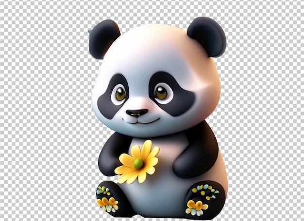 PSD 3d-panda mit blume