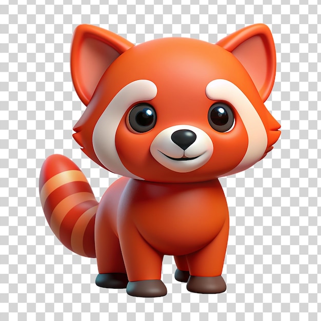 PSD 3d panda rojo lindo aislado en un fondo transparente