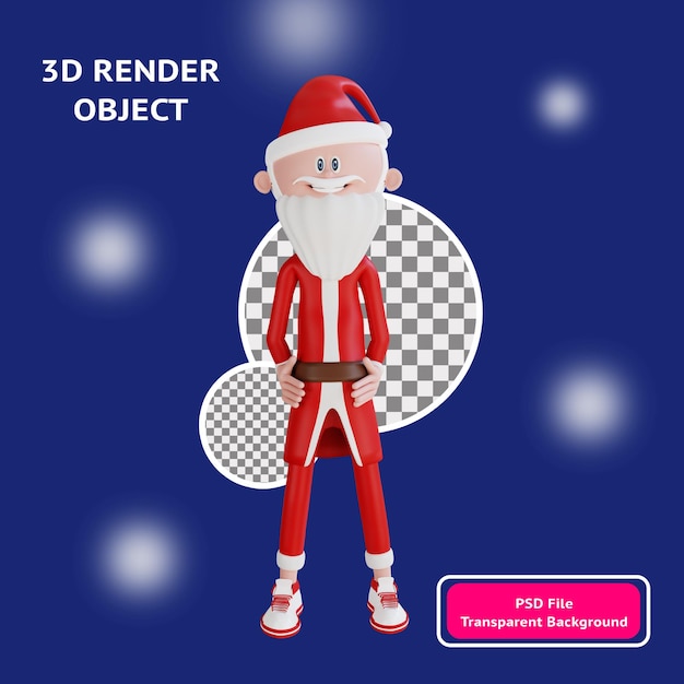 3d papai noel personagem elegante stand pose ilustração objeto renderizado