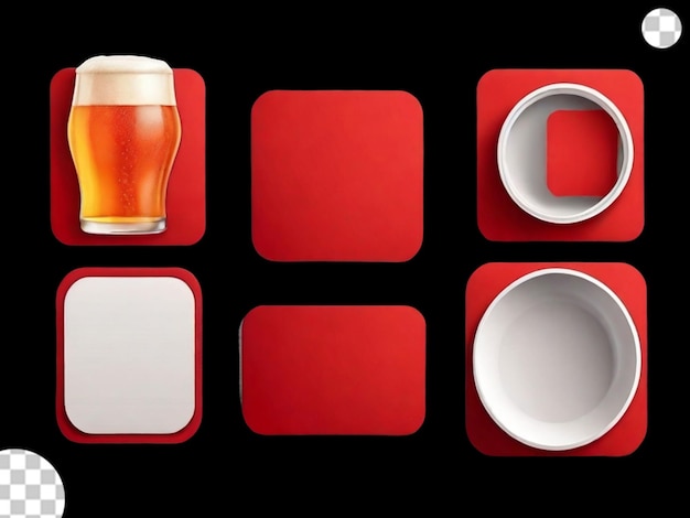 PSD 3d papel vermelho costar para cerveja xícara png transparente