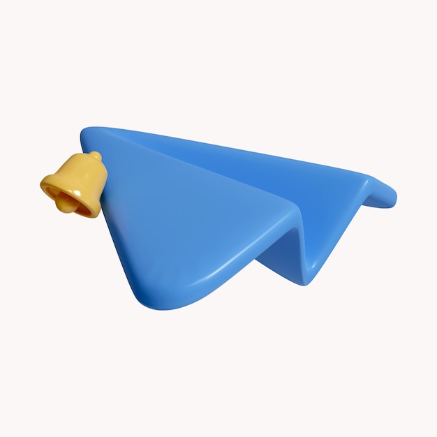 3D Paper Airplane nuevo icono de concepto de mensaje aislado sobre fondo blanco 3d rendering ilustración Trazado de recorte