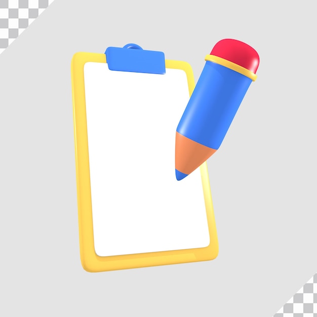 3D-Papier und Bleistift-Board-Konzept