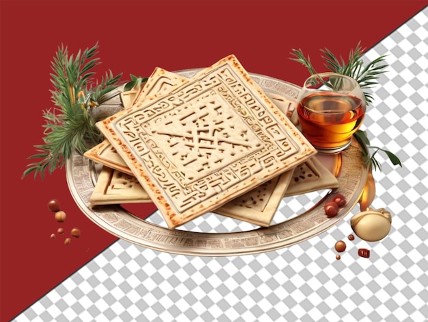 3d Pâque Avec Affiche De Fête De Matzah Sur Un Fond Transparent