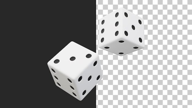 PSD 3d de un par de dados versión 1 en blanco y negro