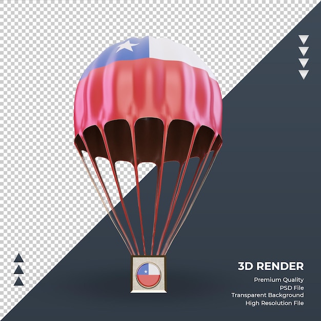 3D pára-quedas bandeira do Chile renderizando vista frontal