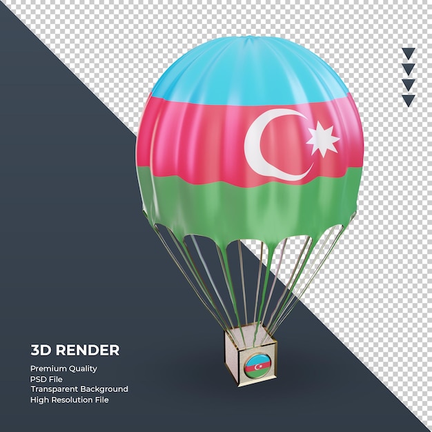 3d paracaídas bandera de azerbaiyán renderizado vista izquierda