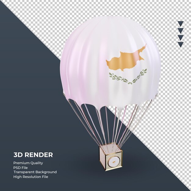 3D paracaídas bandera de Chipre renderizado vista izquierda