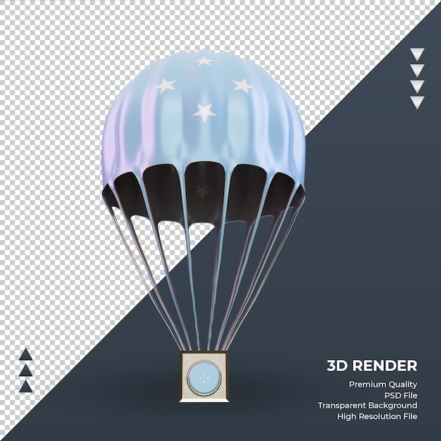 3D paraquedas da bandeira da Micronésia renderizando a vista frontal