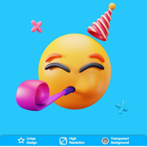 PSD 3d party emoji startruck