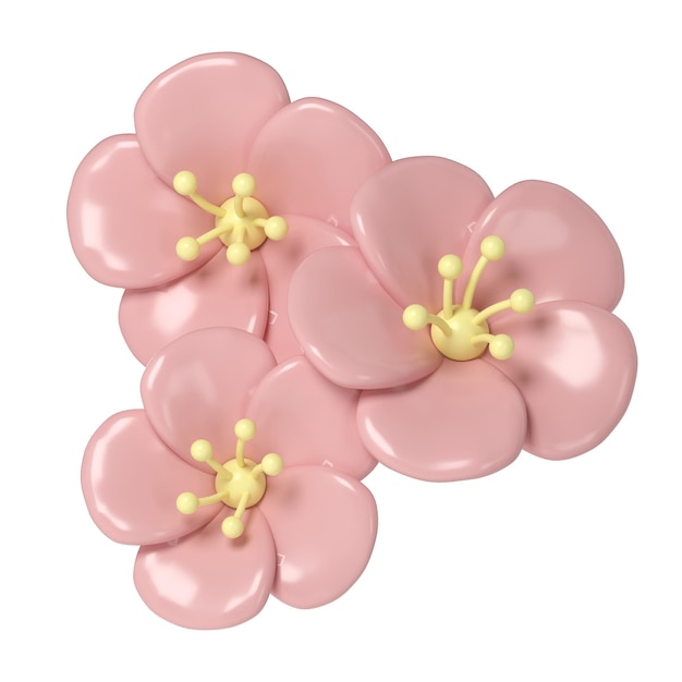3d pastel rosa angolo fiori di ciliegio botanica arrangiamento primaverile bouquet di clip art floreale
