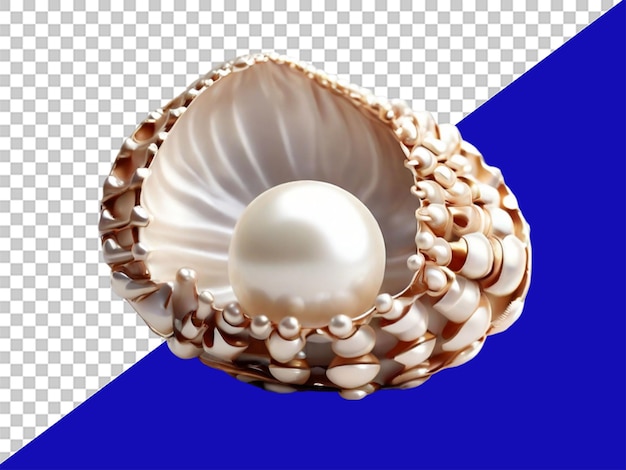 3d pearl in shell em fundo transparente