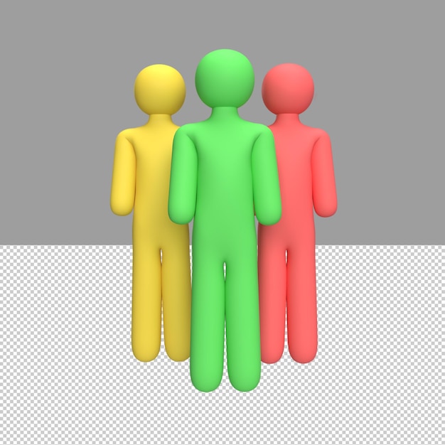 PSD 3d people character team gerenderte objektdarstellung