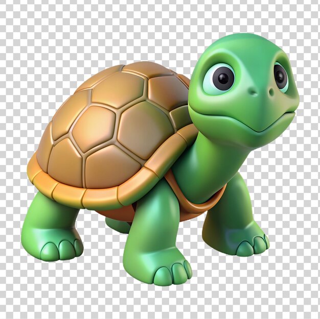 PSD 3d una pequeña tortuga linda aislada en un fondo transparente