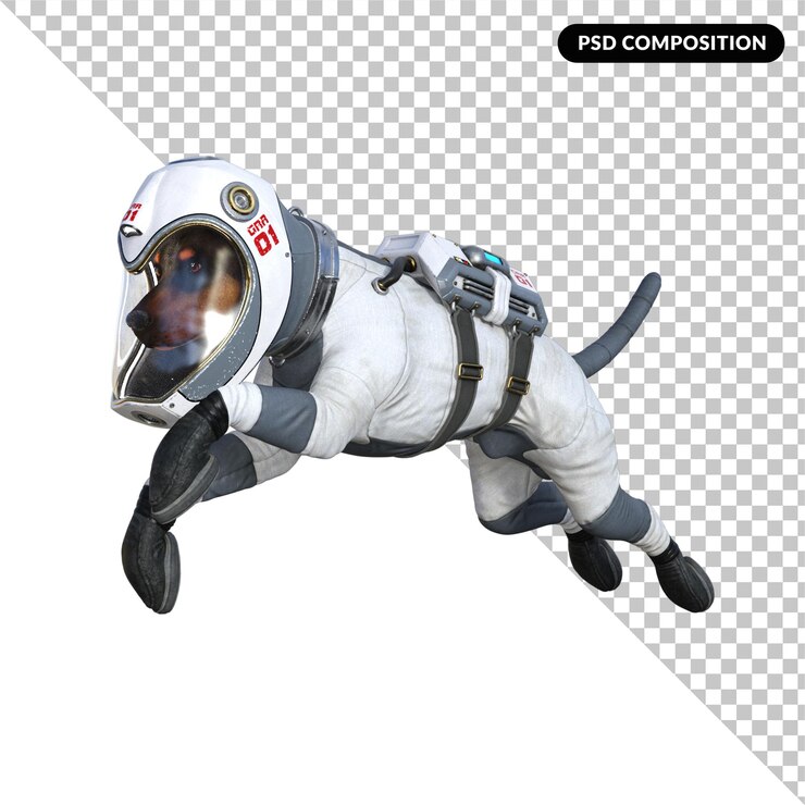 PSD 3d perro fresco aislado render 3d
