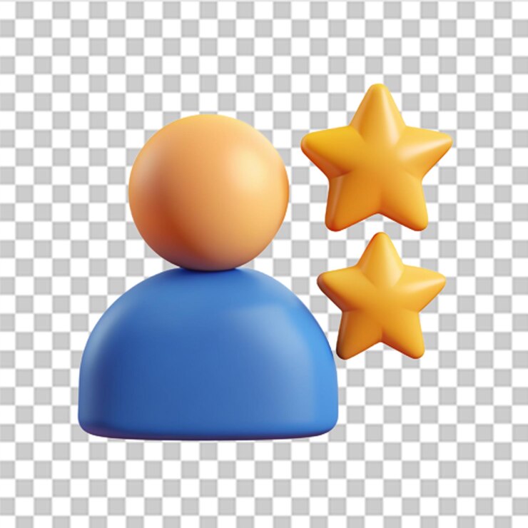 PSD 3d persona con estrellas puntuación de retroalimentación del consumidor o del cliente nivel de satisfacción y concepto de crítica encuesta de retroacción en línea o concepto de revisión vector de moda y moderno en estilo 3d