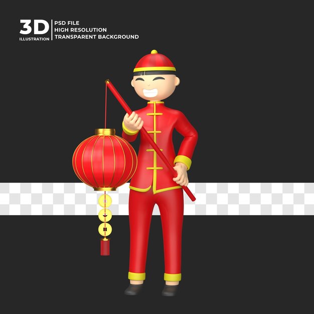 3d personagem chinês ano novo renderização 3d Premium Psd