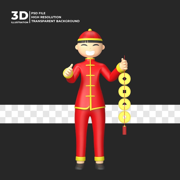 3d personagem chinês ano novo renderização 3d premium psd