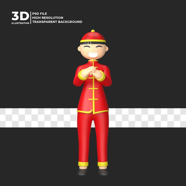 PSD 3d personagem chinês ano novo renderização 3d premium psd