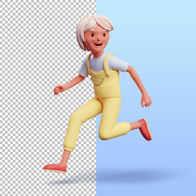 3d personagem feminina correndo