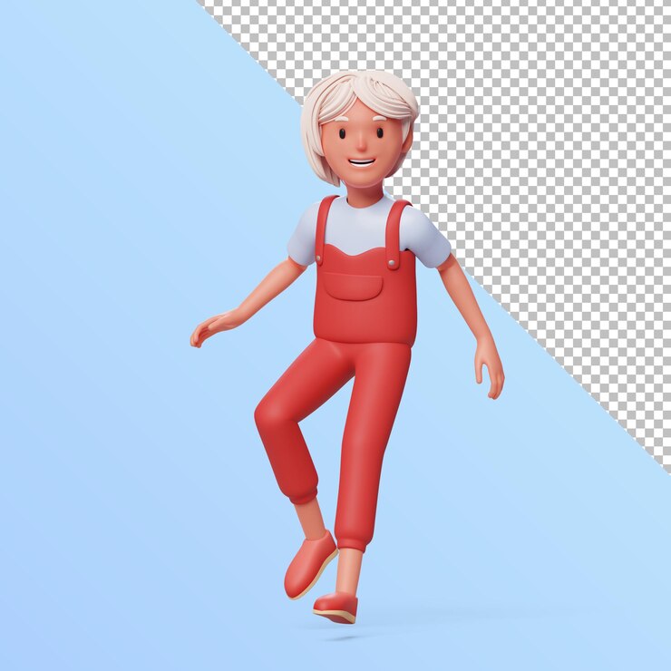 PSD 3d personagem feminina flutuando