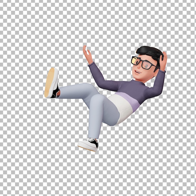 3d personagem masculino caindo pose