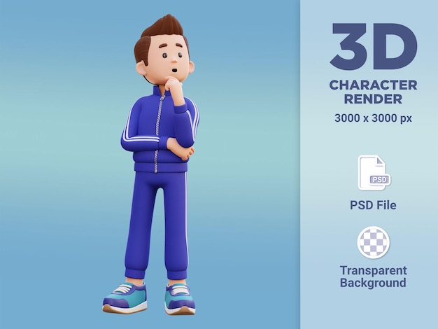 3d personagem masculino pensando