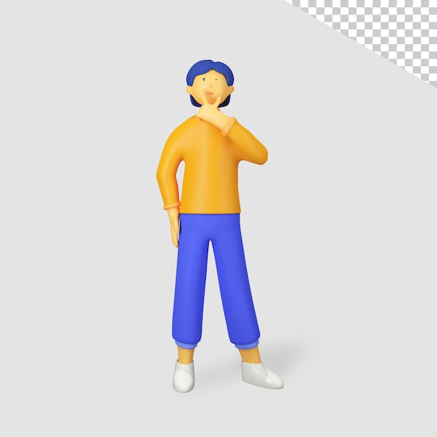 3d personagem masculino pensando