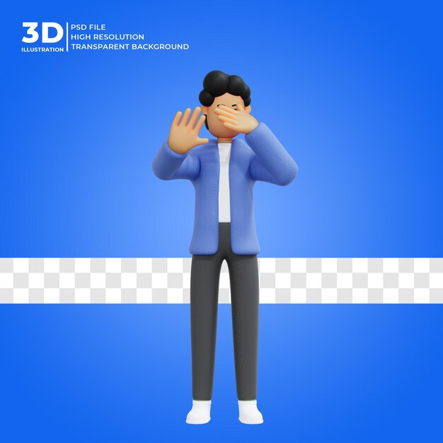 3d personagem posar recusar 3d render premium psd