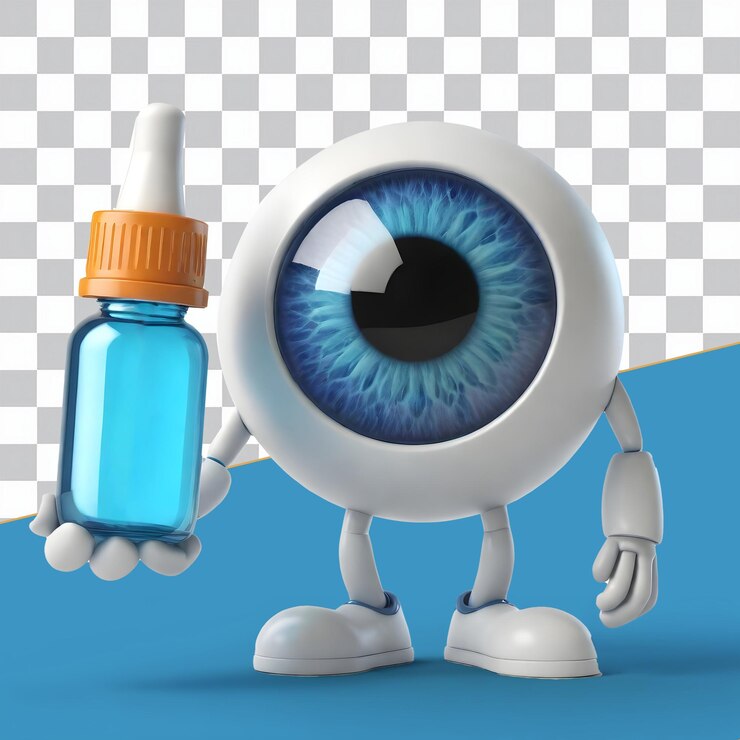 PSD 3d personaje de cute eye con fondo transparente