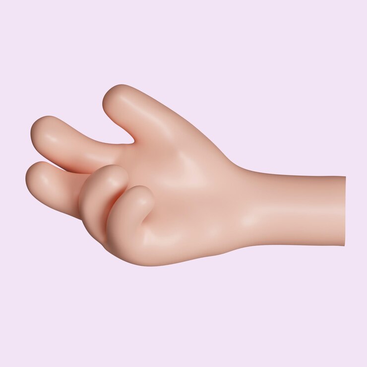 PSD 3d personaje de dibujos animados mano icono de gesto de mano aislado en fondo rosa ilustración de renderización 3d trayectoria de recorte