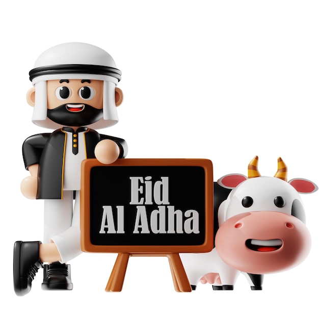 3d personaje feliz Eid Al Adha Pose