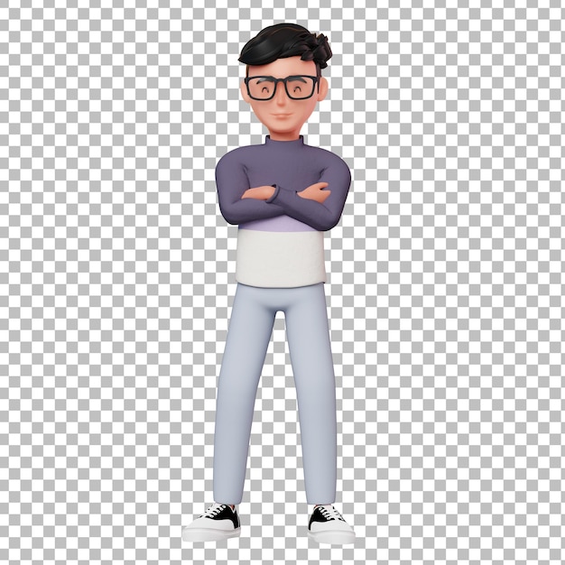 PSD 3d personaje masculino cruzando los brazos