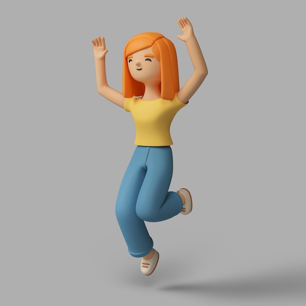 PSD 3d, personnage féminin, sauter