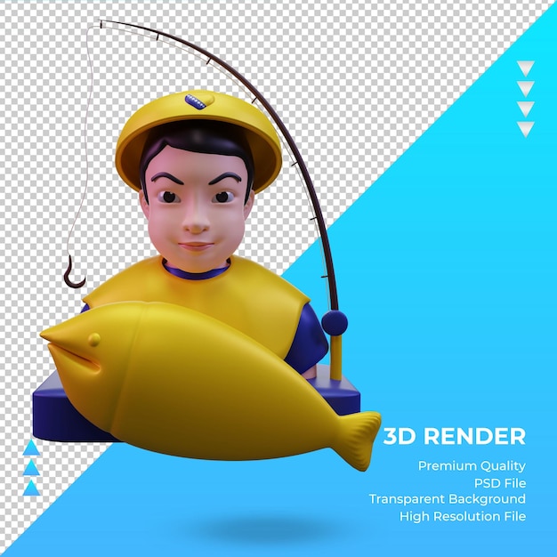 3d pescador bósnia e herzegovina bandeira renderização vista frontal