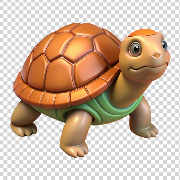 PSD 3d une petite tortue mignonne isolée sur un fond transparent